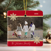 PHOTO Gold Red Snow Keepomwille Kerstfeestdag Keramisch Ornament