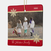 PHOTO Gold Red Snow Keepomwille Kerstfeestdag Keramisch Ornament (Links)