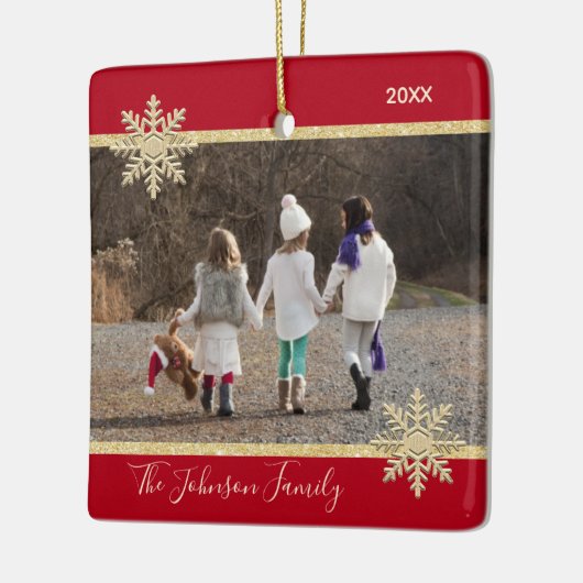 PHOTO Gold Red Snow Keepomwille Kerstfeestdag Keramisch Ornament (Links)