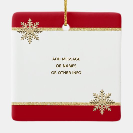 PHOTO Gold Red Snow Keepomwille Kerstfeestdag Keramisch Ornament (Achterkant)