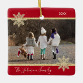 PHOTO Gold Red Snow Keepomwille Kerstfeestdag Keramisch Ornament (Voorkant)