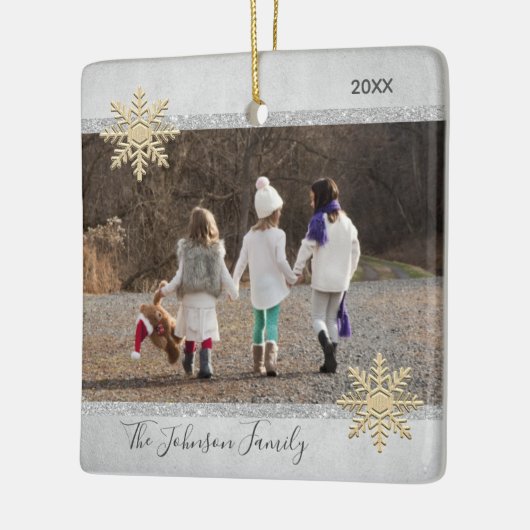 PHOTO Gold Silver Snow Keepomwille Kerstfeestdag Keramisch Ornament (Links)