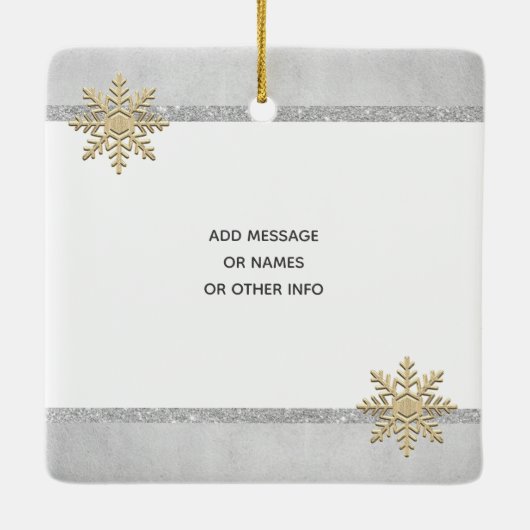 PHOTO Gold Silver Snow Keepomwille Kerstfeestdag Keramisch Ornament (Achterkant)