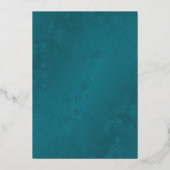 PHOTO Gold Teal Floral Wedding Folie Uitnodiging (Achterkant)