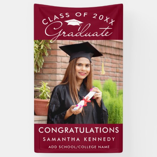 Photo Graduation 2026 Congrats Grad Burgundy Spandoek (Verticaal)