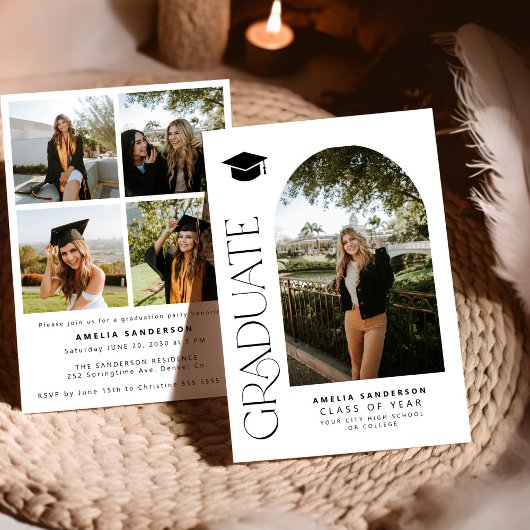 Photo graduation announcement and party invitation kaart