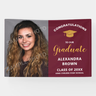 Photo Graduation Announcement Burgundy Spandoek