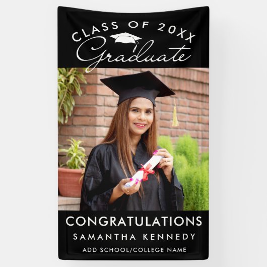 Photo Graduation Class Of 2026 Congrats Grad Black Spandoek (Verticaal)
