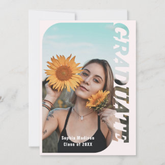 Photo Graduation Minimalist Pink Kaart