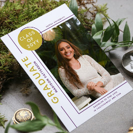 Photo Graduation Modern Script Purple Gold