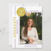 Photo Graduation Modern Script Purple Gold (Voorkant)