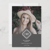 Photo Graduation Party Chic Initial Lace Romantic  Kaart (Voorkant)