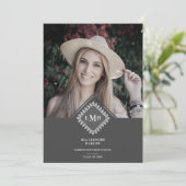 Photo Graduation Party Chic Initial Lace Romantic  Kaart (Staand voorkant)