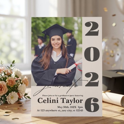 Photo Graduation Party Invitation 2026 - Custom Kaart