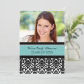 Photo Graduation Party Invitation Card Blauwgroen Kaart (Staand voorkant)