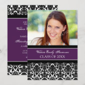 Photo Graduation Party Invitation Card Paars Kaart (Voorkant / Achterkant)