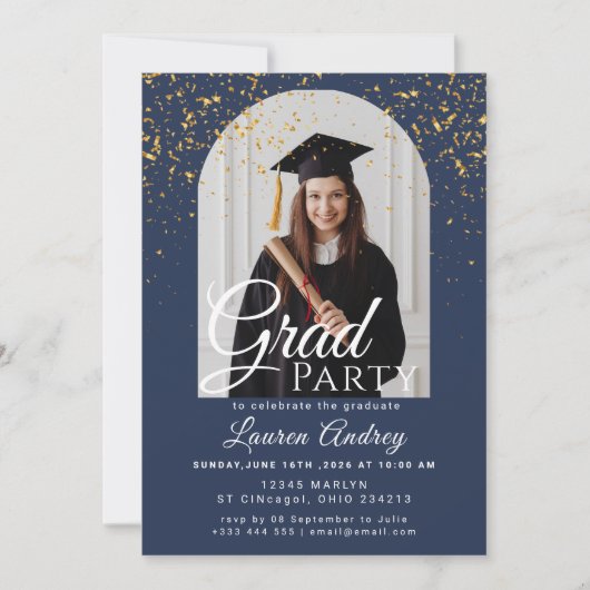 Photo Graduation Party Invitation Kaart (Voorkant)