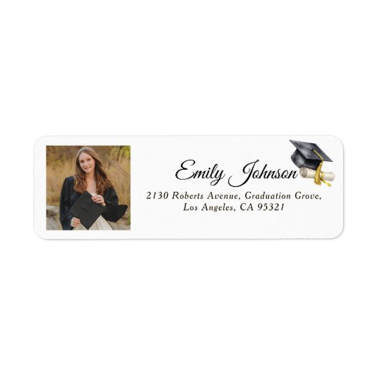 Photo Graduation Return Address Labels minimalist (Voorkant)