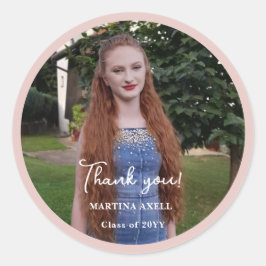 Photo Graduation Thank You  Ronde Sticker