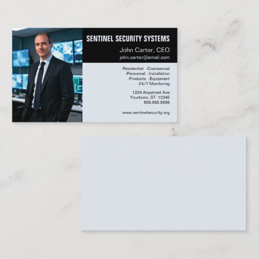 Photo Gray and Black Security Protection Visitekaartje (Voorkant / Achterkant)