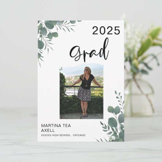 Photo Greenery Afstuderen aangekondigd Kaart (Staand voorkant)