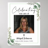 Photo Greenery Celebrating the life Funeral Poster (Voorkant)