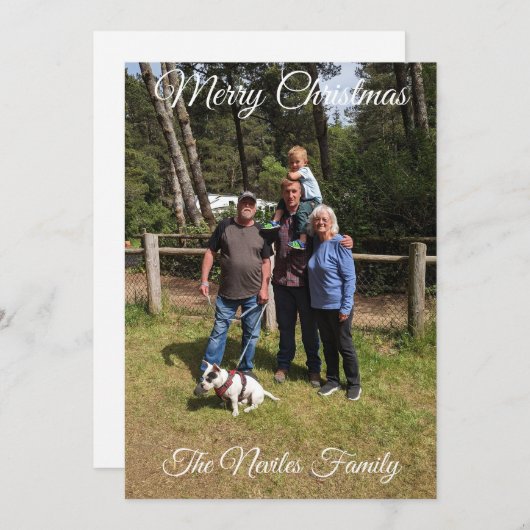 Photo Greeting Card Merry Christmas Customize  Feestdagenkaart (Voorkant / Achterkant)