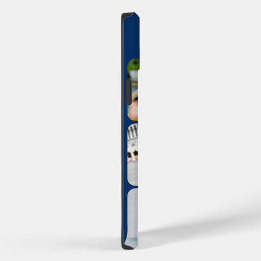 Photo Grid 6 Afbeeldingen Naam of Initialen Blauw Case-Mate iPhone Case (Achterkant / Rechts)