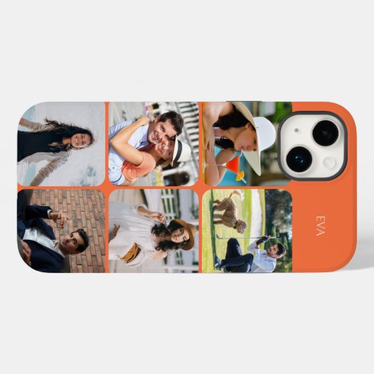 Photo Grid 6 Afbeeldingen Naam of Initialen Sinaas Case-Mate iPhone Case (Achterkant (horizontaal))