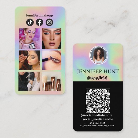 Photo Grid Instagram QR-code sociale media Visitekaartje (Voorkant / Achterkant)