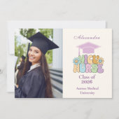  Photo Groovy NICU Nurse Graduation Party Aankondiging (Voorkant)