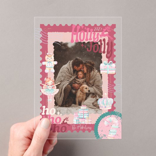 Photo Groovy Nutcracker Retro Pastel Christmas Acryl Uitnodigingen (Insitu (Draagbaar))