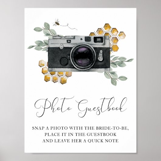 Photo Guestbook Bees and Eucalyptus Sign Poster (Voorkant)