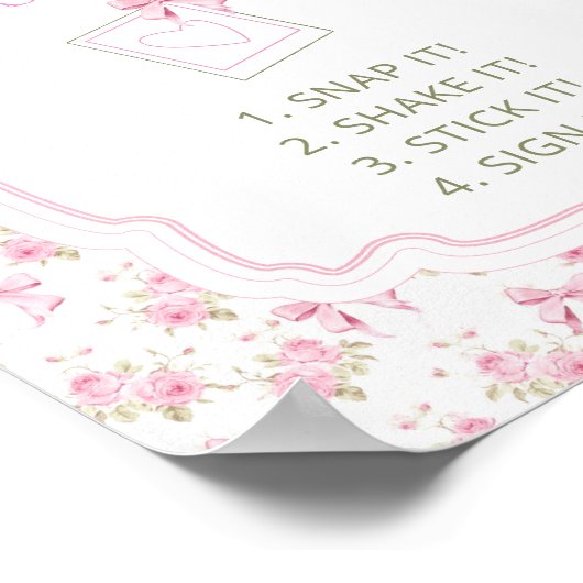 Photo Guestbook Pink Bow Baby Shower Sign Poster (Hoek)