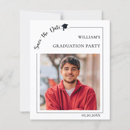 Photo guy Graduation Save the Date card (Voorkant)