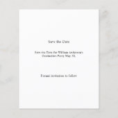 Photo guy modern simple Graduation Save the Date Flyer (Achterkant)