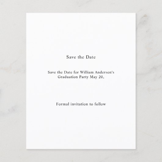 Photo guy modern simple Graduation Save the Date Flyer (Achterkant)