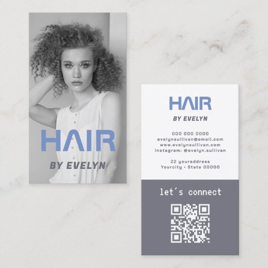 Photo Hair QR Code Visitekaartje (Voorkant / Achterkant)