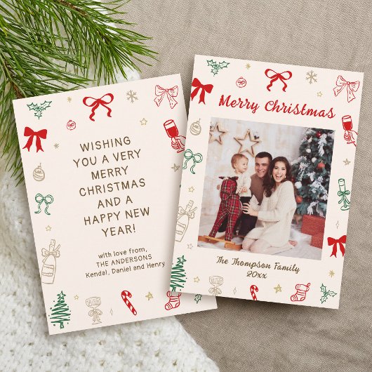 Photo Hand Drawn Christmas Card Kaart