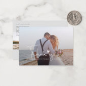 Photo Hand-Lettered Wedding Thank You Notitiekaartje (Voorkant / Achterkant in situ)