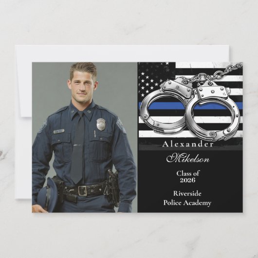 Photo Handcuffs American Flag Police Graduation Aankondiging (Voorkant)