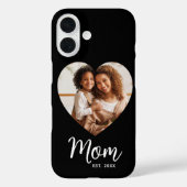 Photo Heart Mom Established Date Script Black Gift Case-Mate iPhone Case (Achterkant)