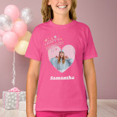 Photo heart name birthday girl pink t-shirt