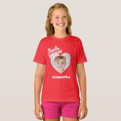 Photo heart name birthday girl red t-shirt (Voorkant volledig)