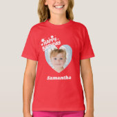 Photo heart name birthday girl red t-shirt (Voorkant)