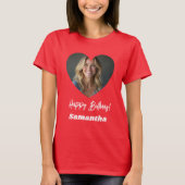Photo heart name birthday woman red t-shirt (Voorkant)