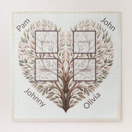 Photo Heart Puzzle Voeg vier foto's toe Legpuzzel (Verticaal)