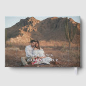 Photo Heart Script Baby shower Blue Gastenboek (Achterkant)