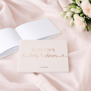 Photo Heart Script Baby shower Blush Pink Gastenboek