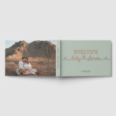 Photo Heart Script Baby shower Sage Green Gastenboek (Volledig)
